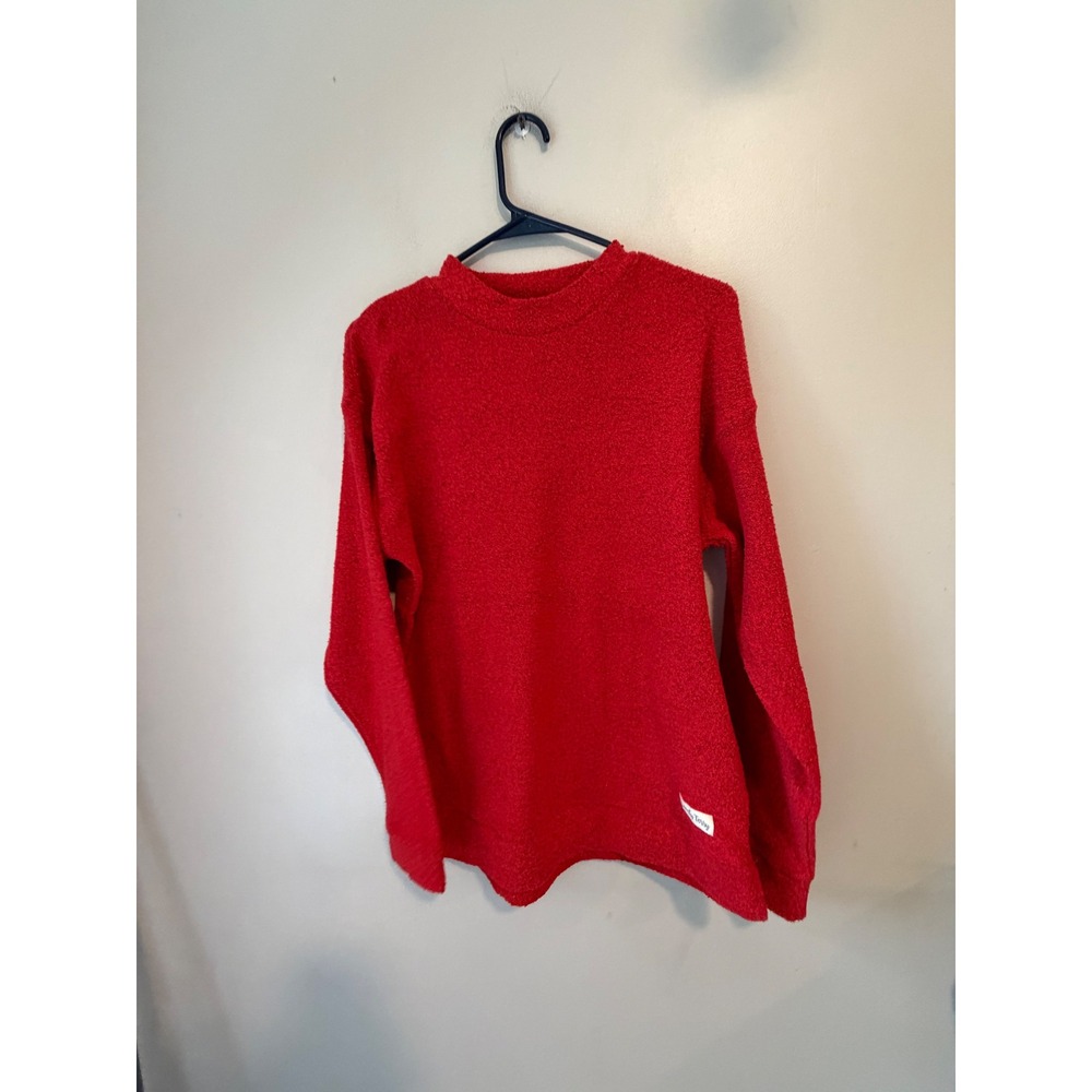 Comfy Terry Red Long Sleeve Textured Crewneck Sweatshirt PBJ15SL1 Small
